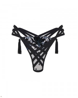 Agent Provocateur Adellah Women's Thong Black Turquoise | UKICMQB-85