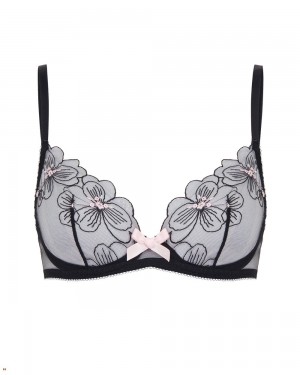 Agent Provocateur Anie Plunge Underwired Women's Bras Black Pink | EHDTKOZ-91