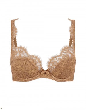 Agent Provocateur Carline Plunge Underwired Women's Bras Gold | JFLRSBN-69