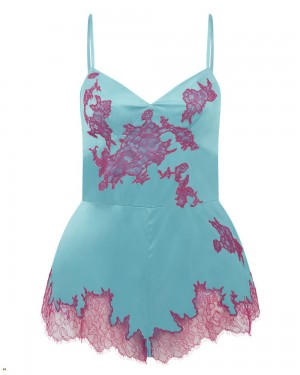 Agent Provocateur Christi Teddy Women's Pyjamas Turquoise Pink | XIRTZOP-45