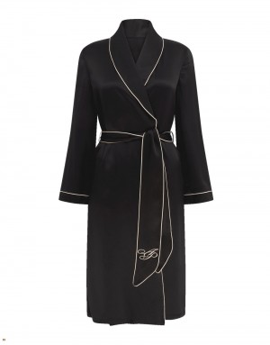 Agent Provocateur Classic Pj Dressing Gown Women's Robes Black | ECFUGPW-36