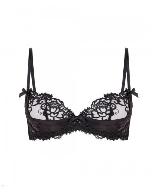 Agent Provocateur Dioni Plunge Underwired Women's Bras Black | KWXBVQE-94