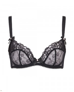 Agent Provocateur Edwina Plunge Underwired Women's Bras Black | WCYUKGJ-46