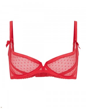 Agent Provocateur Ellora Demi Cup Underwired Women's Bras Red | HQROGIX-63