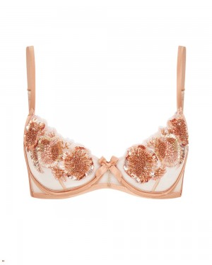 Agent Provocateur Giana Demi Cup Underwired Women's Bras Gold | TXQSUWJ-70