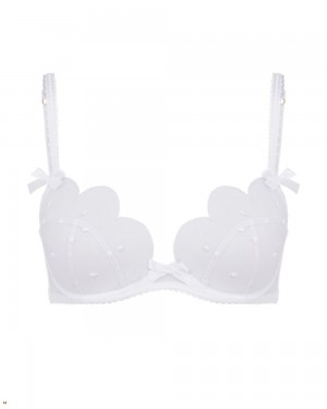 Agent Provocateur Lorna Dotty Plunge Underwired Women's Bras White | NQCXFWK-01