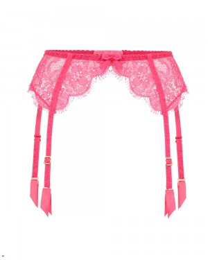 Agent Provocateur Lorna Lace Women's Suspenders Fuchsia | WAQTNVF-89