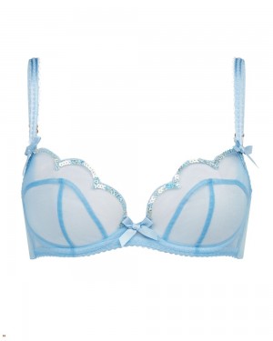 Agent Provocateur Lorna Party Plunge Underwired Women's Bras Blue | VAZEQBG-28