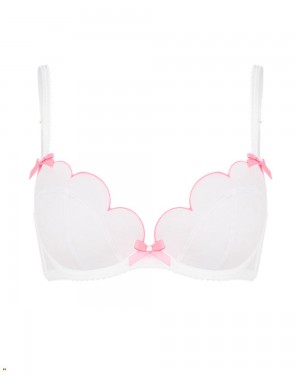 Agent Provocateur Lorna Plunge Underwired Women's Bras White Pink | EWAQKYN-62