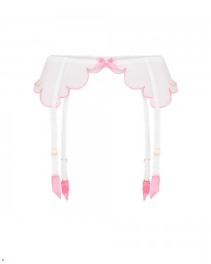 Agent Provocateur Lorna Women's Suspenders White Pink | FKWCTHU-12