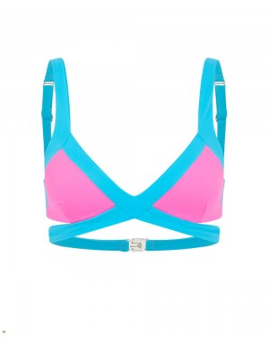 Agent Provocateur Mazzy Women's Bikini Top Blue Pink | MHYUDOK-64