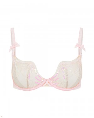 Agent Provocateur Quinny Demi Cup Underwired Women's Bras Pink | UKSWPGB-94