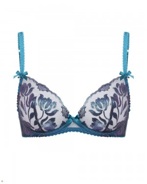 Agent Provocateur Sparkle Plunge Underwired Women's Bras Turquoise Navy | IGAYMVE-16