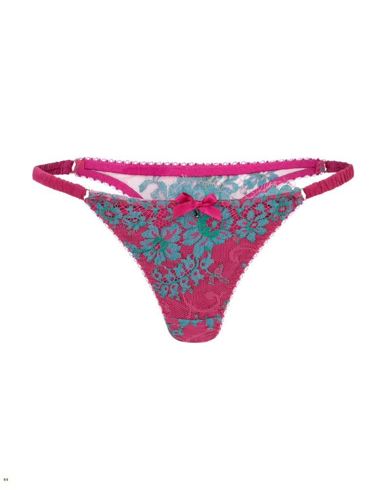 Agent Provocateur Carline Women\'s Thong Green Fuchsia | ZVWIGEF-27