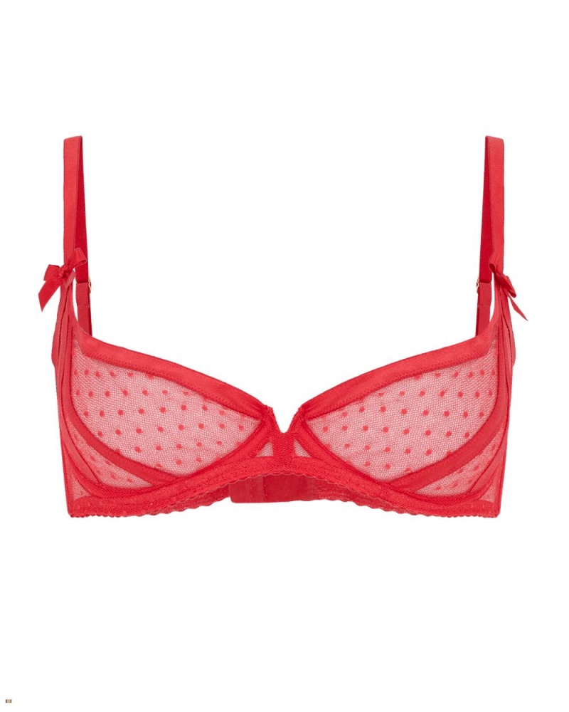 Agent Provocateur Ellora Demi Cup Underwired Women\'s Bras Red | HQROGIX-63