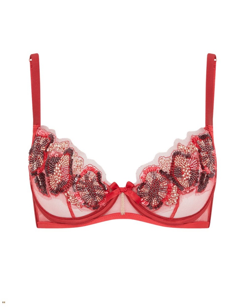 Agent Provocateur Giana Demi Cup Underwired Women\'s Bras Red | SXNOAWE-53