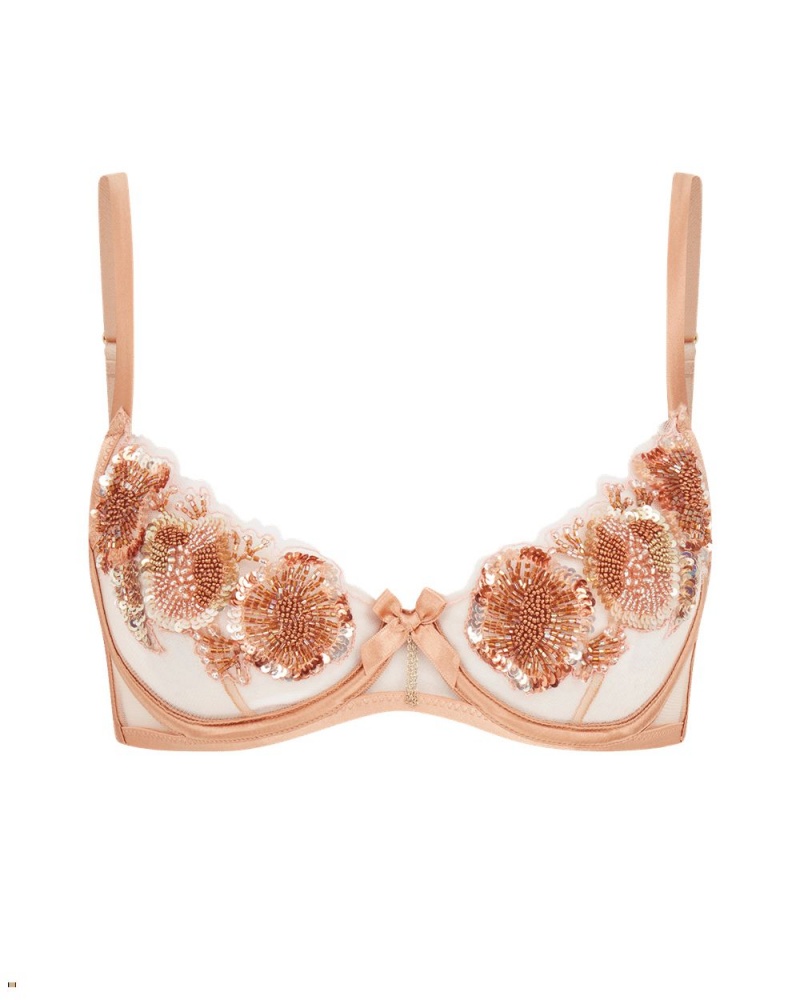 Agent Provocateur Giana Demi Cup Underwired Women\'s Bras Gold | TXQSUWJ-70