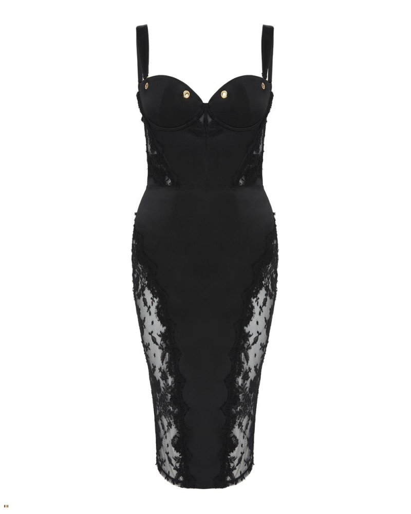 Agent Provocateur Gretta Midi Women\'s Dresses Black | ASTIWFL-97