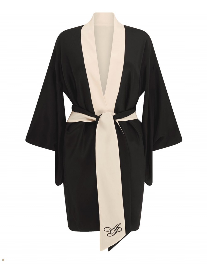 Agent Provocateur Kiki Kimono Women\'s Robes Black | UHFPIKN-82