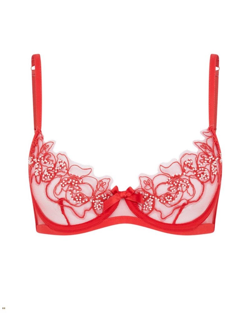 Agent Provocateur Lindie Balconette Underwired Women\'s Bras Red | BOPCZUM-37