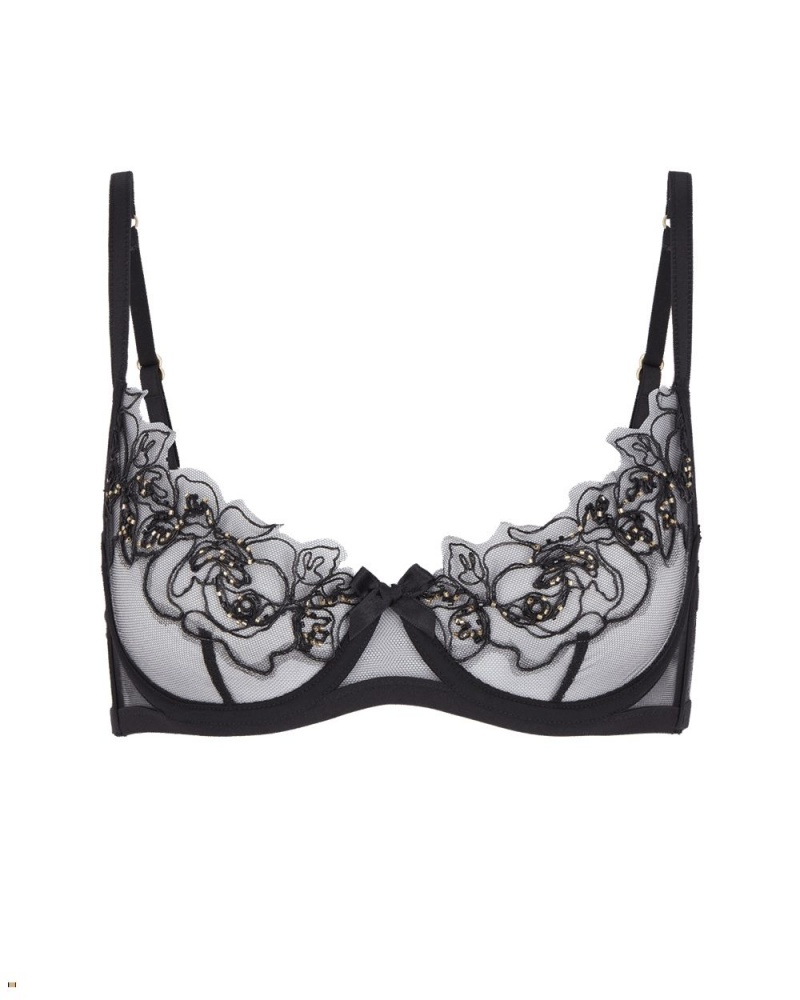 Agent Provocateur Lindie Demi Cup Plunge Underwired Women\'s Bras Black | UMASLIK-09