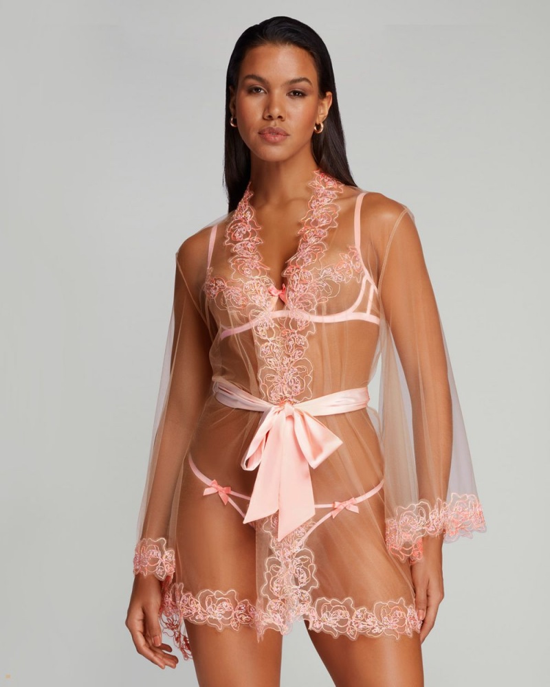 Agent Provocateur Lindie Lindie Short Gown Women's Robes Pink | PUZVEYT-95