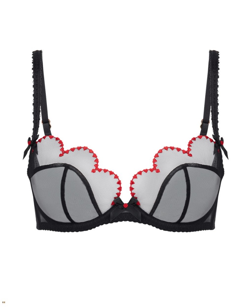 Agent Provocateur Lorna Heart Plunge Underwired Women\'s Bras Black Red | WQFUKSV-52