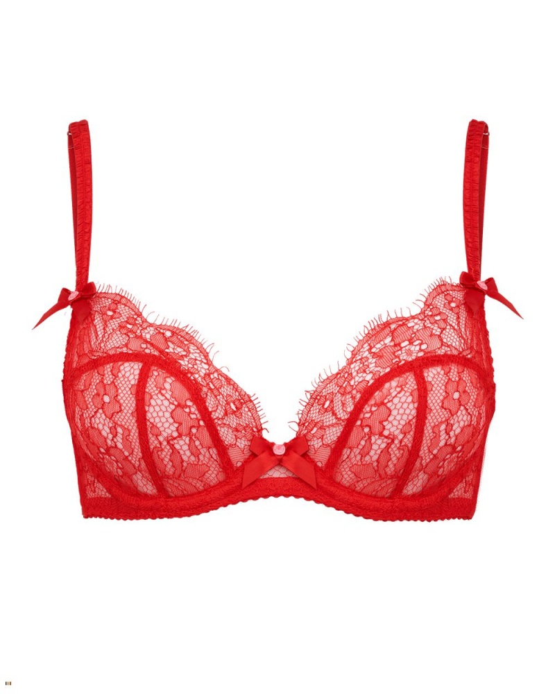 Agent Provocateur Lorna Lace Plunge Underwired Women\'s Bras Red | ZVUHJLK-76