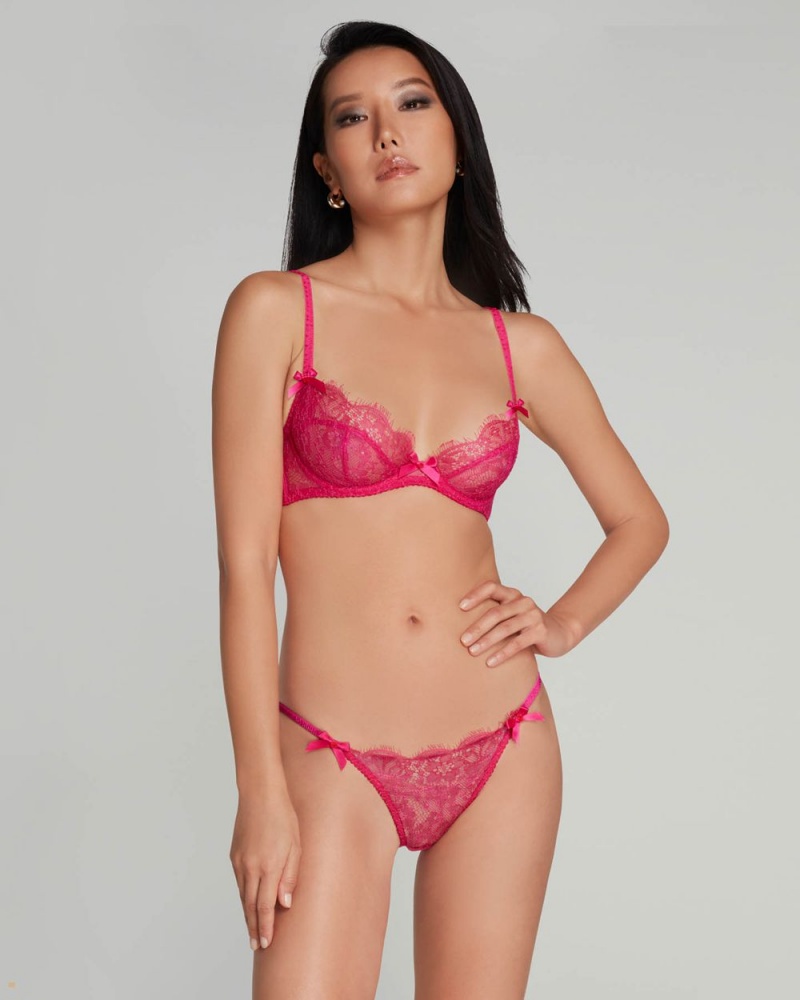 Agent Provocateur Lorna Lace Plunge Underwired Women's Bras Fuchsia | QUGEZRS-50