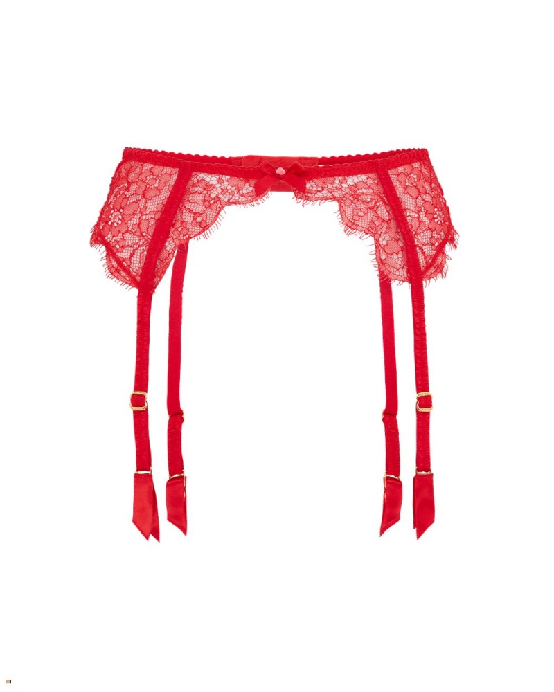 Agent Provocateur Lorna Lace Women\'s Suspenders Red | FCOUBHZ-90