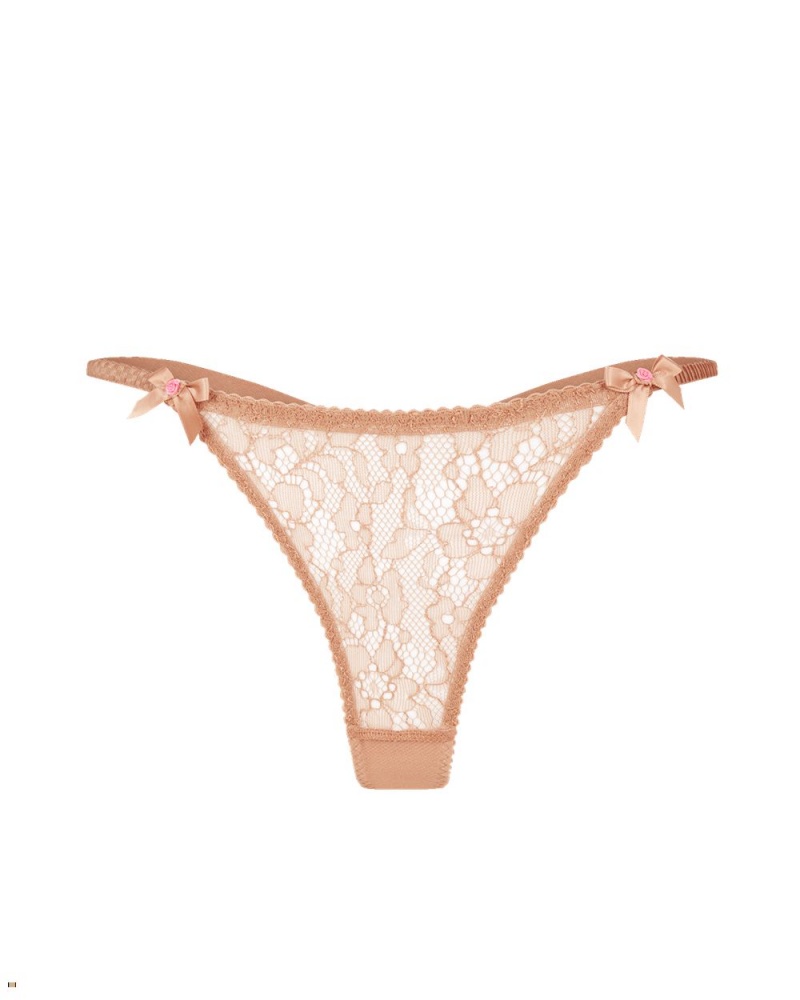 Agent Provocateur Lorna Lace Women\'s Thong Beige | UDPQBYV-70