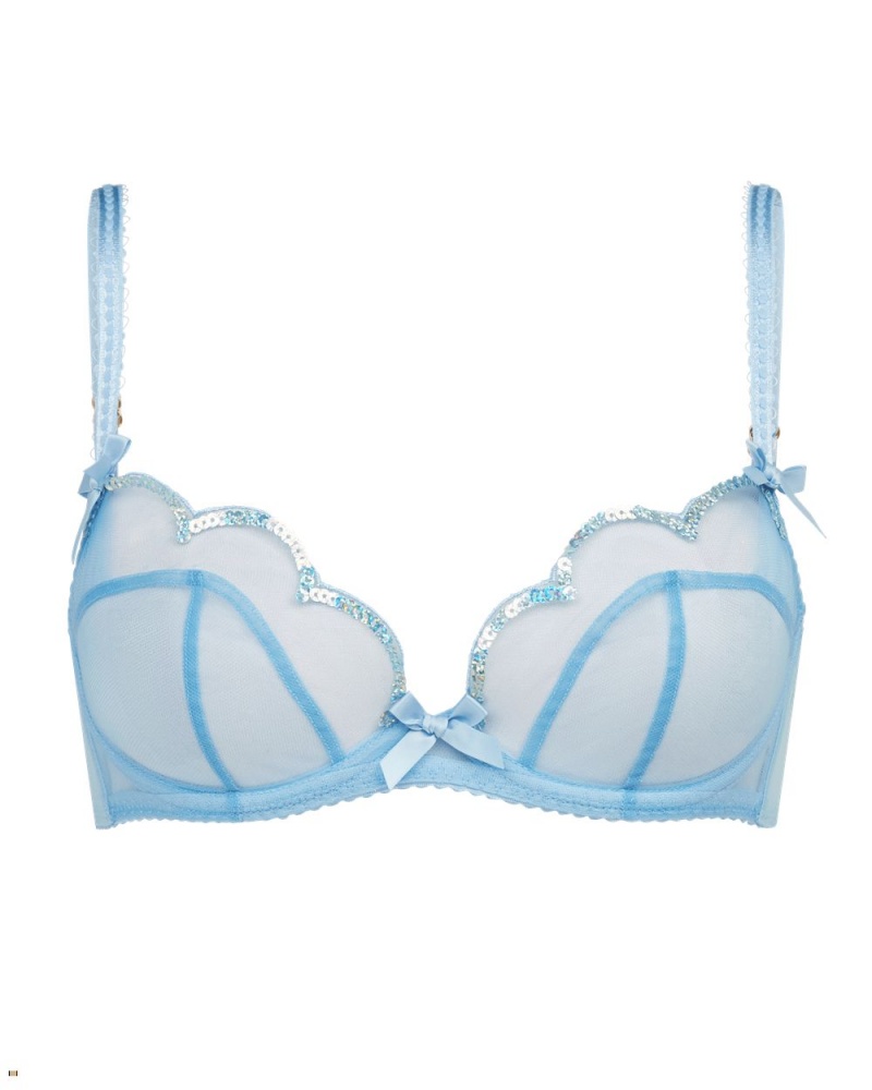 Agent Provocateur Lorna Party Plunge Underwired Women\'s Bras Blue | VAZEQBG-28