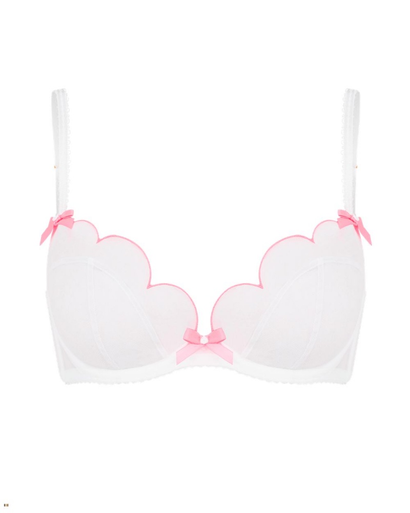 Agent Provocateur Lorna Plunge Underwired Women\'s Bras White Pink | EWAQKYN-62