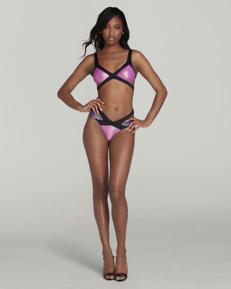 Agent Provocateur Mazzy Women's Bikini Bottom Pink Blue | LWGKAPS-09