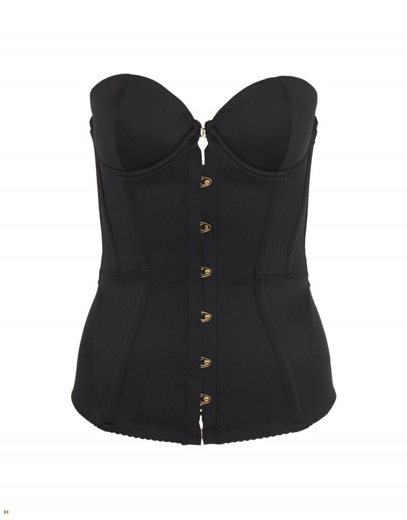 Agent Provocateur Mercy Satin Women\'s Corset Black | KMGSPRB-12