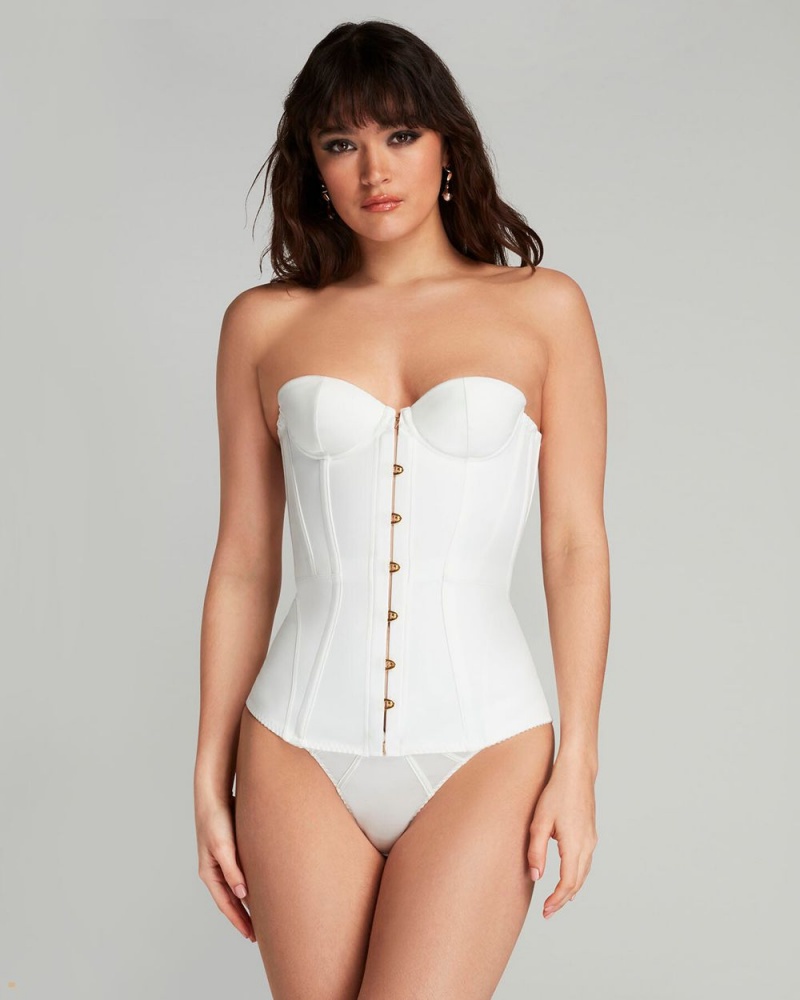 Agent Provocateur Mercy Satin Women's Corset White | MBQEDWZ-28