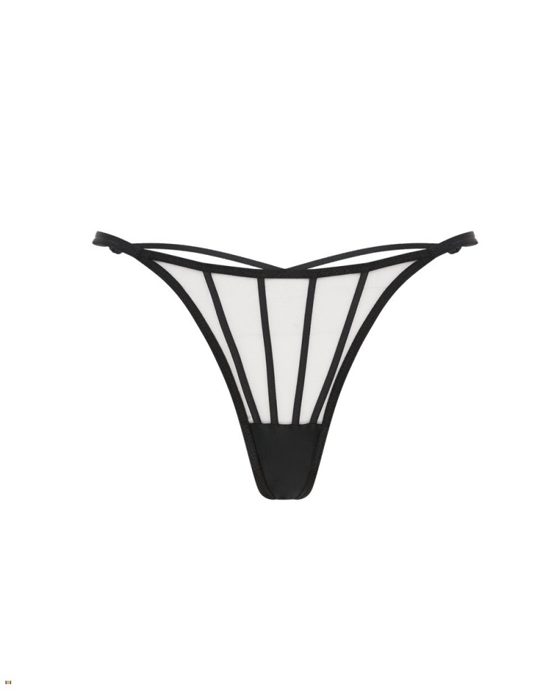 Agent Provocateur Ozara Women's Thong Black Beige | VWEPRZQ-73