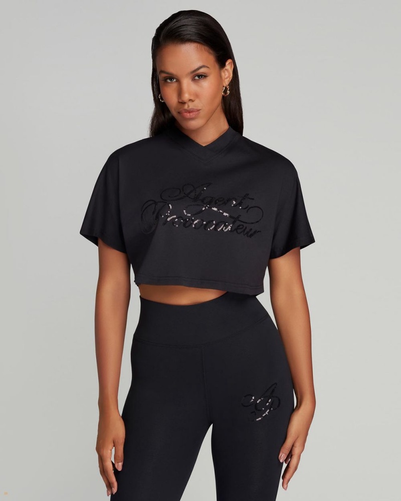 Agent Provocateur Rayley Crop Women's Tops Black | PMLUSXR-43