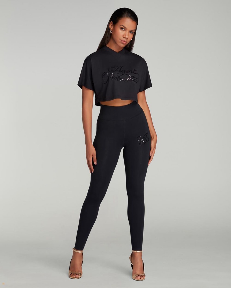 Agent Provocateur Rayley Crop Women's Tops Black | PMLUSXR-43