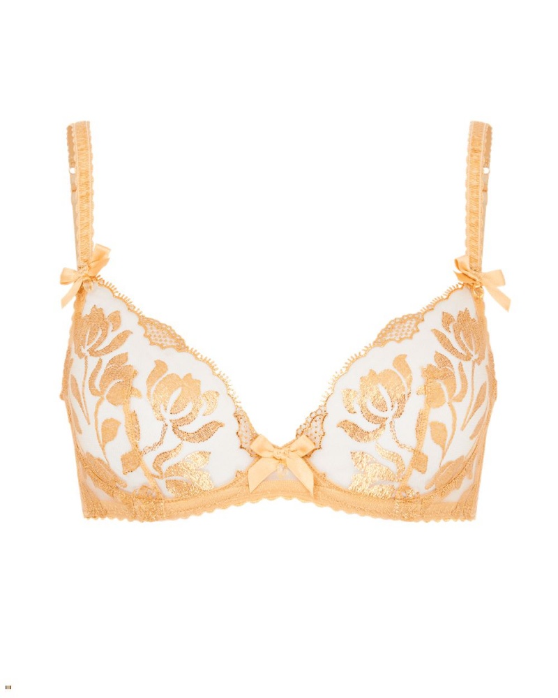 Agent Provocateur Sparkle Plunge Underwired Women\'s Bras Gold | QDNBIEP-34