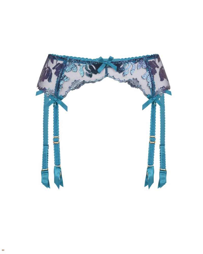 Agent Provocateur Sparkle Women\'s Suspenders Turquoise Navy | TLCMWXI-72