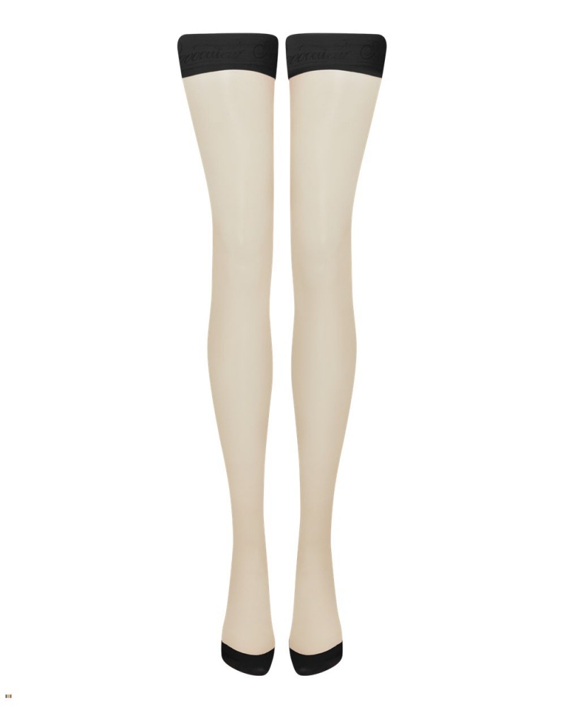 Agent Provocateur Tanzie Women's Stockings Beige | KBHOCRT-95