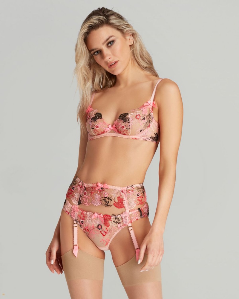 Agent Provocateur Zuri Women's Suspenders Pink | MHJQOUI-37